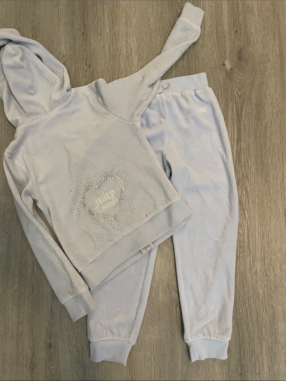 Juicy Couture Kids Powder Blue Velour Hooded Lounge Set